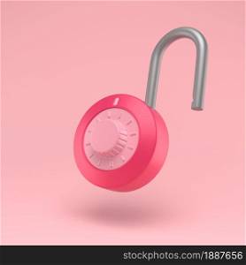 Padlock unlocked icon simple 3d illustration on pastel abstract background. Lock with combination. Minimal concept. 3d rendering. Padlock icon simple 3d illustration on pastel abstract background. Lock with combination. Minimal concept. 3d rendering