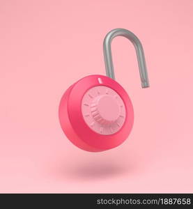 Padlock unlocked icon simple 3d illustration on pastel abstract background. Side view. Lock with combination. Minimal concept. 3d rendering. Padlock icon simple 3d illustration on pastel abstract background. Lock with combination. Minimal concept. 3d rendering