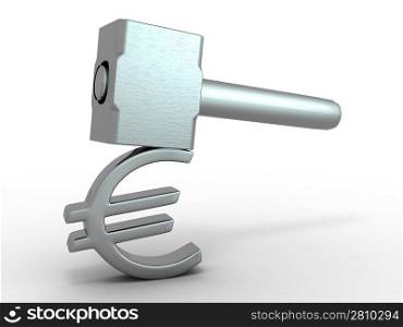 Padlock with euro sign. 3d