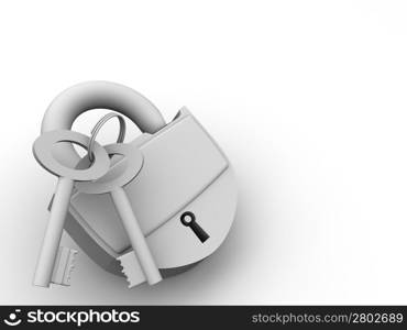 Padlock with keys. 3d