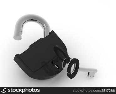 Padlock with keys. 3d