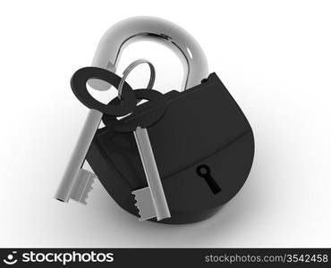 Padlock with keys. 3d