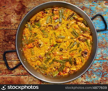 Paella from Spain chicken and rabbit rice recipe from Valencia