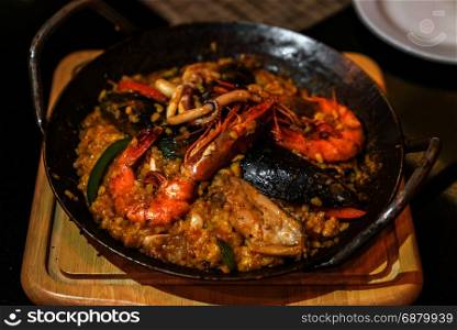 Paella seafood rice, groumet spanish food