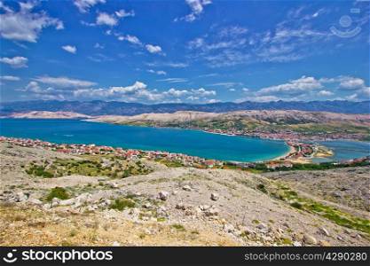 Pag island bay aerial view in Dalmatia, Croatia