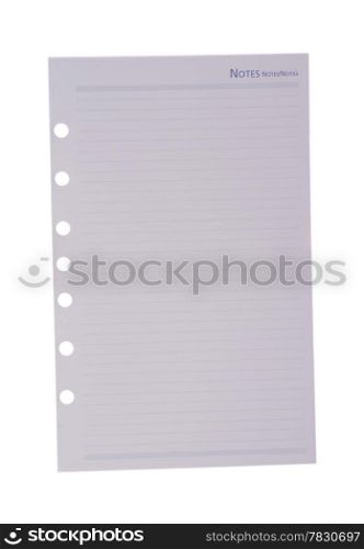 Page of block notes in white