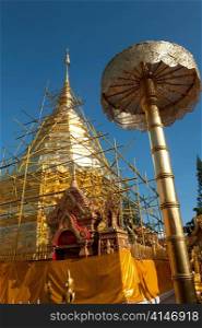 Pagoda under renovation at Wat Phrathat Doi Suthep, Chiang Mai, Thailand