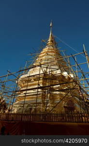 Pagoda under renovation at Wat Phrathat Doi Suthep, Chiang Mai, Thailand