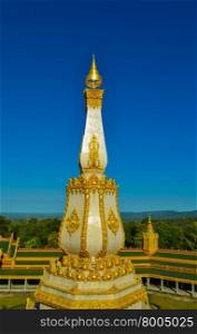 Pagoda White and Gold in Nature, Roi Et Thailand
