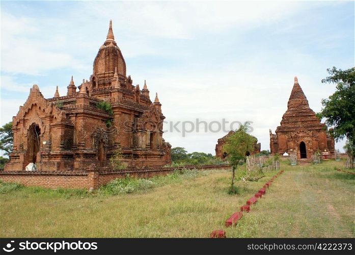 Pagodas and red bricks in Bagan, Myanmar