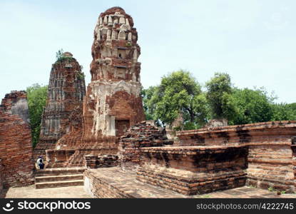 Pagodas in wat Mahathat, Ayuthaya, Thailand