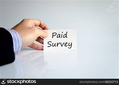 Paid survey text concept isolated over white background