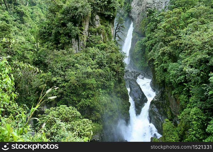Pailon del Diablo Waterfall, Rio Verde Waterfall, Tungurahua Province, Ecuadorian Andes, Ecuador, America