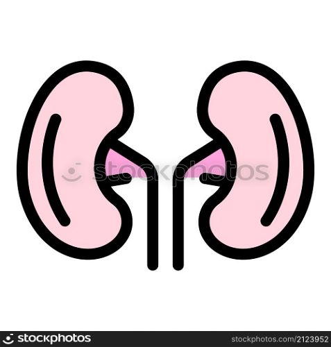 Pain kidney icon. Outline pain kidney vector icon color flat isolated. Pain kidney icon color outline vector