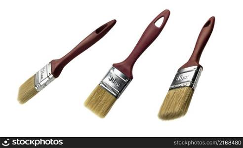 Paint brush in different angles on a white background.. Paint brush in different angles on a white background