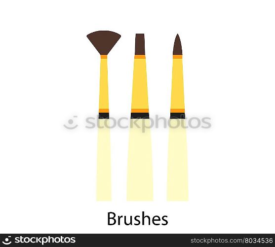 Paint brushes set icon. Flat color design.