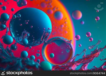 Paint bubbles. Mix of different colors. Generative AI.. Paint bubbles. Mix of different colors. Generative AI