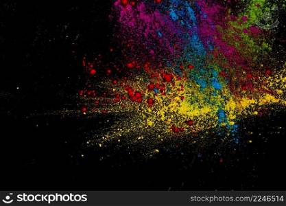paint colorful powder explosion dark surface