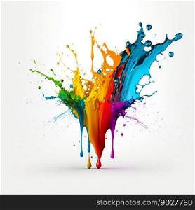 Paint colorful rainbow splash blot. Generative AI. High quality illustration. Paint colorful rainbow splash blot. Generative AI