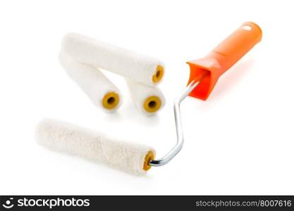 Paint roller brush and backups with isolated on white background.