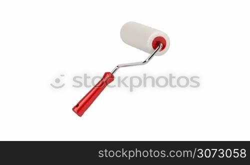 Paint roller spin on white background