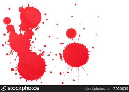 paint splash. abstract blotch red drops on a white background