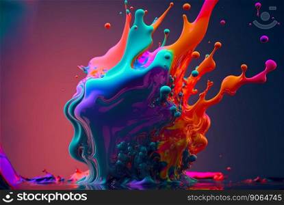 Paint splashes and swirls. Mix of different colors. Generative AI.. Paint splashes and swirls. Mix of different colors. Generative AI