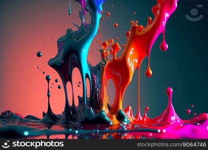 Paint splashes and swirls. Mix of different colors. Generative AI.. Paint splashes and swirls. Mix of different colors. Generative AI