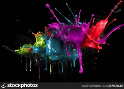 Paint splatter. Wet drop flow. Generate Ai. Paint splatter. Generate Ai