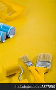 paint tools on yellow table
