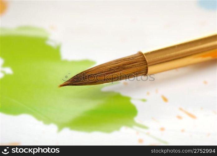 Paintbrush. Brushes for drawing. C blur a color background