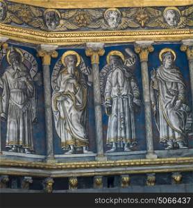 Painted Detail on Interior Wall of Siena Cathedral, Siena, Tuscany, Italy
