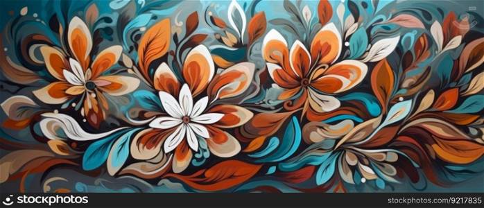 Painted floral background. Illustration Generative AI
