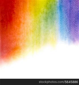 Painted watercolor rainbow background for a design