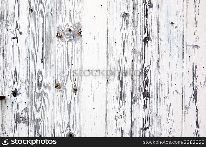 Painted white wood weathered through the years
