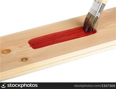 painted wooden board with red paint