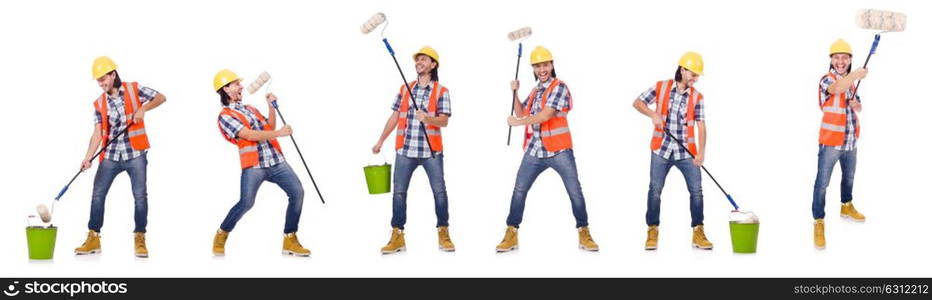 Painter isolated on the white background. The painter isolated on the white background