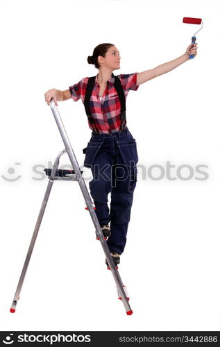 Painter standing on a stepladder