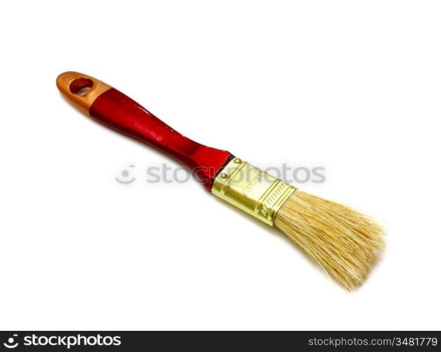 Painting brush for a paint with the red handle and a natural bristle