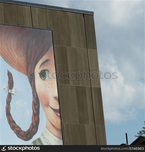 Painting of Anne of Green Gables on a wall, Charlottetown, Prince Edward Island, Canada