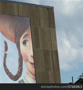 Painting of Anne of Green Gables on a wall, Charlottetown, Prince Edward Island, Canada