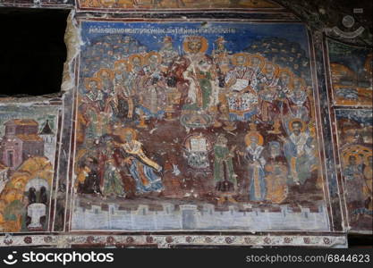 "Painting of "The Council of Nicea" in Sumela monastery, Macka, Trabzon, Turkey"