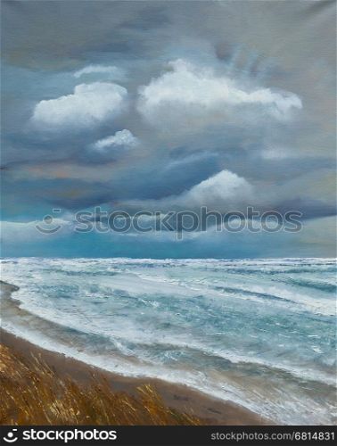 Painting of the sea during a storm