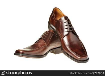 Pair a shoe a brown leather. Man&rsquo;s shoes isolated on a white background