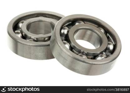 Pair of bearings isolated over white background&#xA;