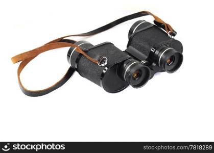 Pair of black binoculars isolated on white