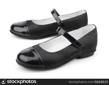 Pair of black female shoes isolated on white