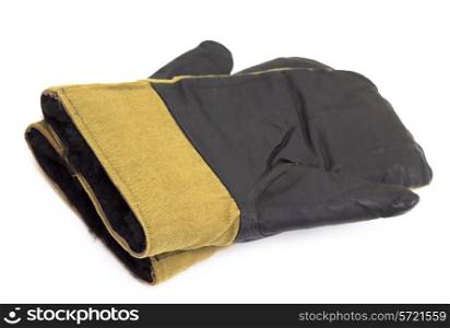 Pair of black men&rsquo;s leather gloves isolated on white.