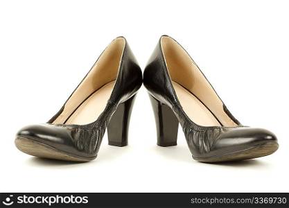 Pair of black women&acute;s high heels. Isolated on white background.