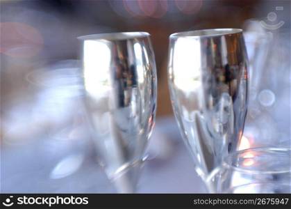 Pair of champagne flutes, close-up